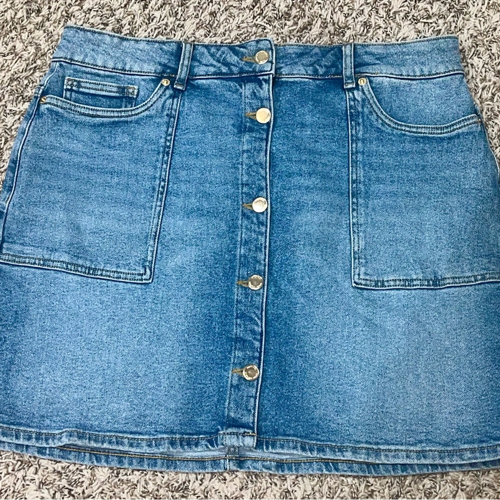Michael Kors Blue Denim A-Line Skirt